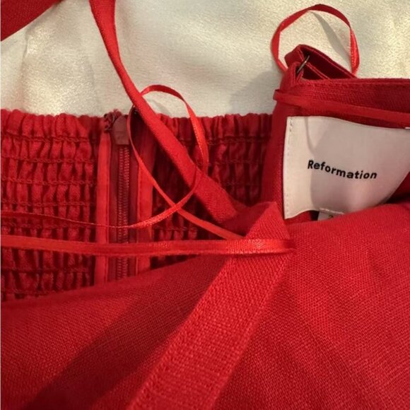Reformation Katarin Linen Dress in Lipstick *NEW* - Picture 5 of 6